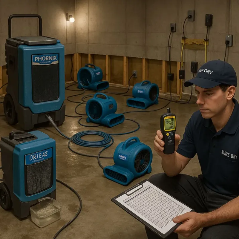 Structural Drying and Dehumidification process in Saint James, NC